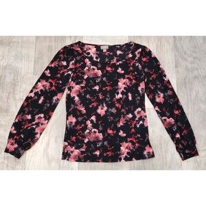 J. Jill‎ Dark Romantic Floral Long Sleeve Top Size S Semi-Sheer Coquette Y2K